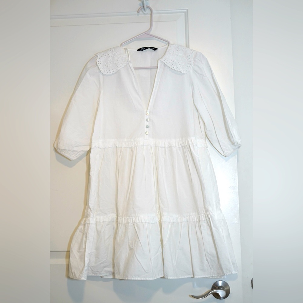Zara puff sleeve tiered dress